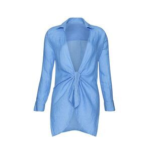 PQ Swim COVER UP BLUEBERRY LINEN MILLIE TIE Blue Medim Large